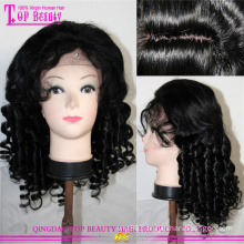 Qingdao factory supply 6a virgin brazilian human hair hand tid silk top full lace wig